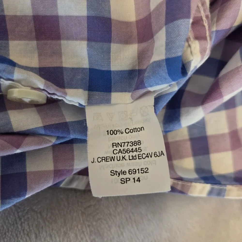J. Crew Plaid Cotton Long Sleeve Button Down Shirt Men's Size LARGE